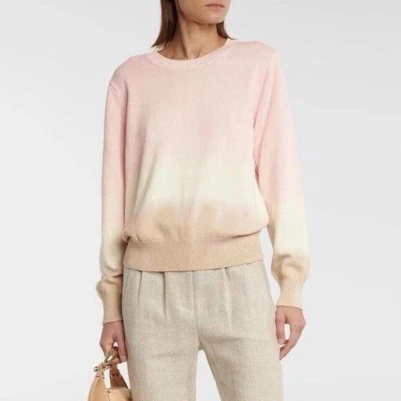 Veronica Beard Nikasha Tie-Dye Cotton Sweater Pink Ivory Tan XS Crew Pullover - Picture 1 of 14